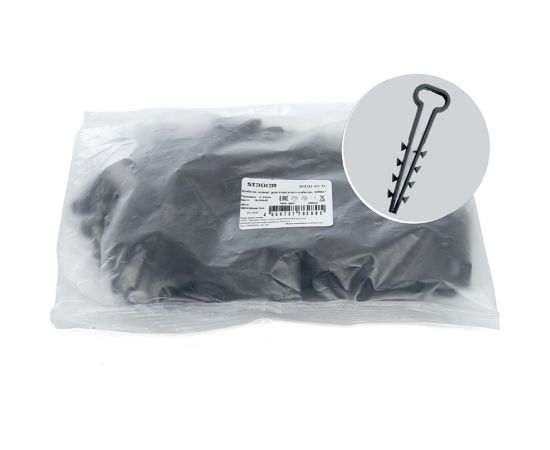 Дюбель-хомут для плоского кабеля STEKKER 5-10 мм, DCL01-05-10, черный, 100 шт. 39860 