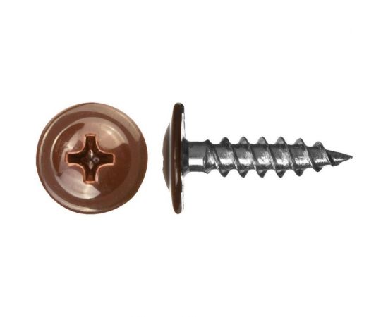 Саморезы ВИРТУОЗ 4,2x19 полусферическая головка с прессшайбой, цинк, острый RAL8017 300 шт 280-05889 