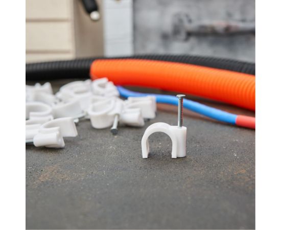 Круглый крепеж кабеля REXANT 14 мм, белый 50шт 07-4014 – изображение 2