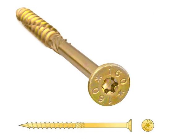 Шуруп Rusconnect CS 10120 с/нарез. д/дерева, потай 10х120 50 шт. Желтый цинк 311012 – изображение 2