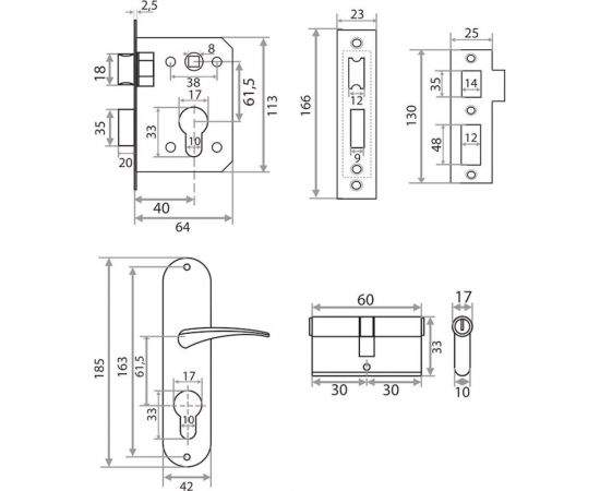 Врезной замок Trodos 61/76 CP хром 202078 – изображение 2