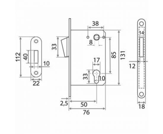 Врезной замок Trodos 50/76-ЦМ70 PB золото 202058 – изображение 4