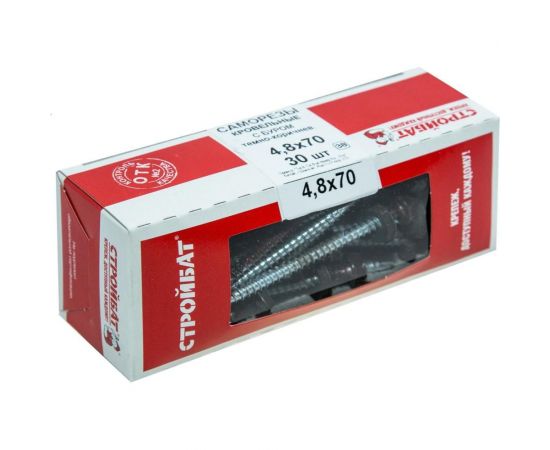 Кровельные саморезы с буром Стройбат 4,8x70 темно-коричневый 30 шт 240561 – изображение 2