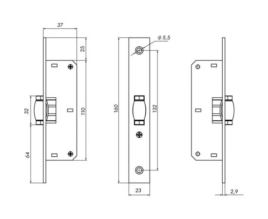 Врезная защелка Punto LR-155B СP-хром, ролик 44951 – изображение 2