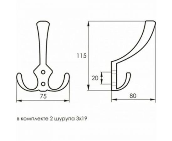 Большой крючок SOLLER 827А матовый хром Е845 – изображение 2