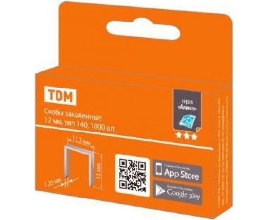 Закаленные скобы TDM Алмаз 12 мм, тип 140, 1000 шт. SQ1038-0203 – изображение 2