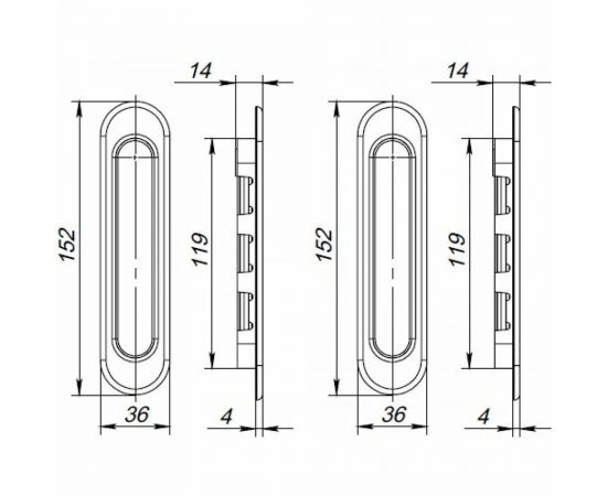 Ручки для раздвижных дверей PUNTO Soft LINE SL-010 CP 38607 – изображение 5