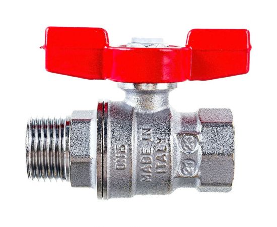 Шаровой кран Giacomini, R854, 1/2, ВН, ручка-бабочка красная, хромированный R854X023 