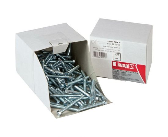Саморез Квадра DIN 7976 5.5x50 цинк, кор. 100 шт., 6-гр. голова, острый 765550003100 