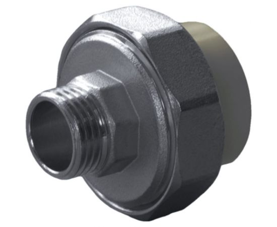 Разъемная муфта ПОЛИТЭК с наруж.рез. 20x1/2 PPR, серый 9800002012с 