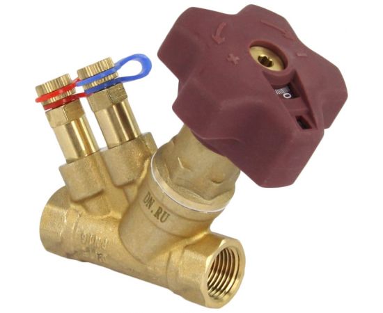 Балансировочный латунный клапан DN.ru КБЛР-015-16 усиленный Ду15 Ру16, L=77 мм, муфтовый D080-00500 