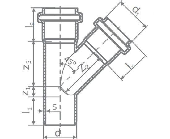 Двухраструбный тройник для наружной канализации Ostendorf 45 градусов 160 222300 – изображение 2