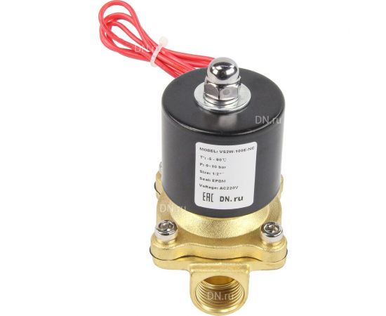 Электромагнитный клапан DN.ru VS2W-100E-NC Ду15 Ру10 латунь резьба 1/2 НЗ EPDM 220B D130-01248 – изображение 3