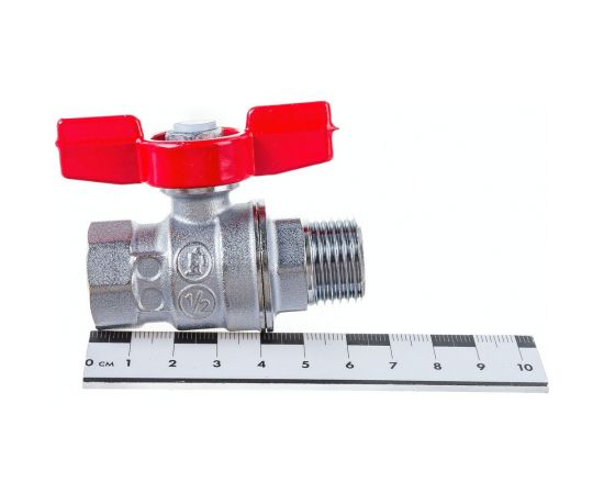 Шаровой кран Giacomini, R854, 1/2, ВН, ручка-бабочка красная, хромированный R854X023 – изображение 4