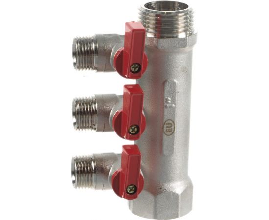 Коллектор с отсекающими шаровыми кранами EUROS 3 выхода 1" x 1/2" EU.ST3042285 3x1x12_k 