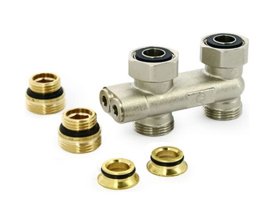 Прямой узел Uni-Fitt перекрёстный, НВ 3/4"" х 3/4""ЕК, радиаторный, с вентилями, ниппелями и адаптерами 196N3011 