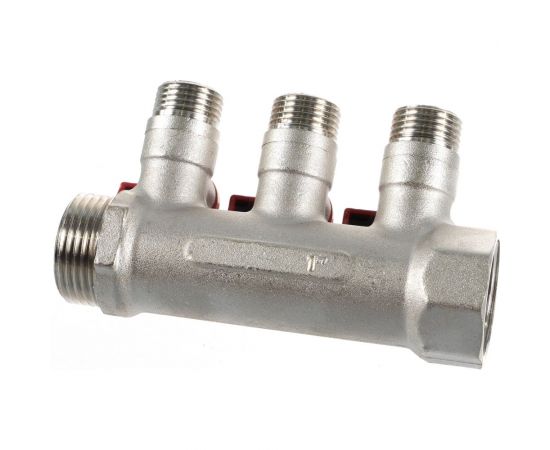 Коллектор с отсекающими шаровыми кранами EUROS 3 выхода 1" x 1/2" EU.ST3042285 3x1x12_k – изображение 2