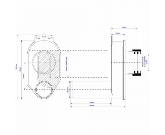 Сифон для писсуара McAlpine вакуумный, горизонтальный d50 HC-UP50 – изображение 2