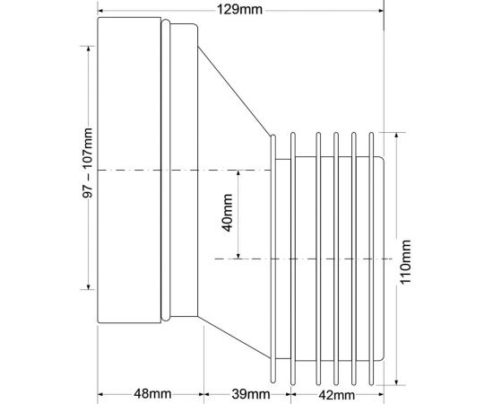 Фановая Труба McAlpine L125 мм, с манжетом и 40 мм смещением, MRWC5 – изображение 2