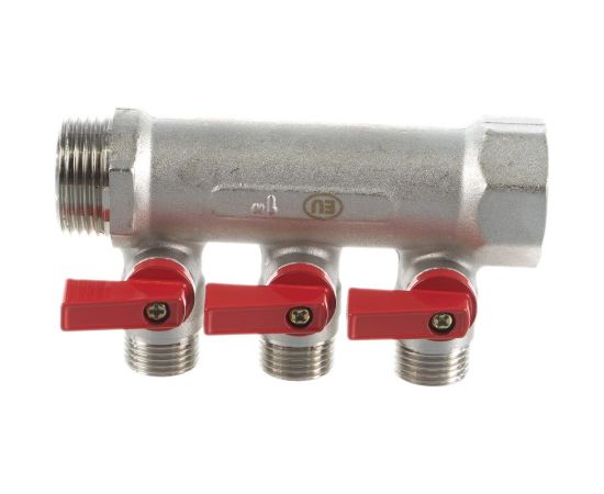 Коллектор с отсекающими шаровыми кранами EUROS 3 выхода 1" x 1/2" EU.ST3042285 3x1x12_k – изображение 4
