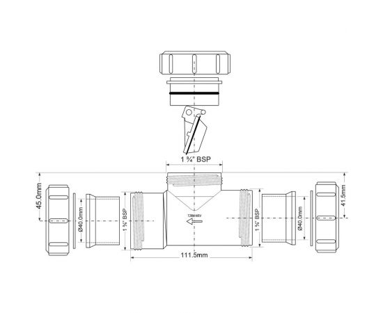 Обратный клапан McAlpine D=40х40 мм, компрессионное соединение T28M-NRV-40 – изображение 4