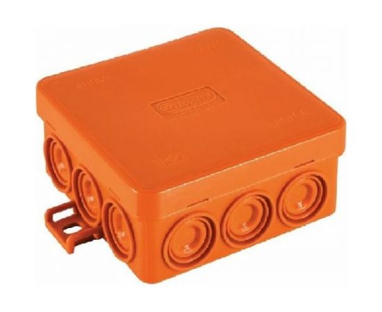 Огнестойкая коробка Экопласт JBL085 E110, о/п 85х85х38, 12 выходов, IP55, 4P, цвет оранжевый 43765HF 