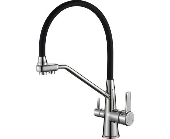 Смеситель для питьевой воды DEVIDA с черным гибким изливом, на гайке DVS1509-18N 