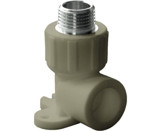 Угольник комбинированный ПОЛИТЭК 20x1/2 наруж. р. (с креплением) PPRC (СЕРЫЕ) 9500082012С 