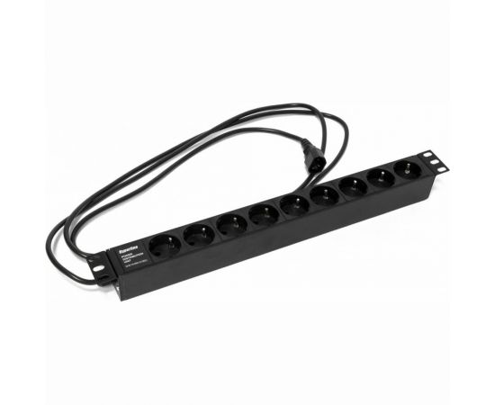 Блок розеток для 19"" шкафов Hyperline горизонтальный, 9 розеток Schuko, 397068 