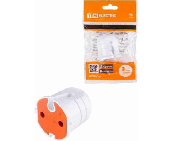 Кабельная розетка TDM без заземления, белая с красной вставкой, 10А, 250B SQ1806-0213 