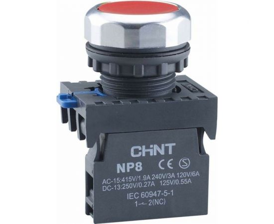 Кнопка управления CHINT NP8-01BN/4 без подсветки красная 1НЗ IP65 (R) 667231 