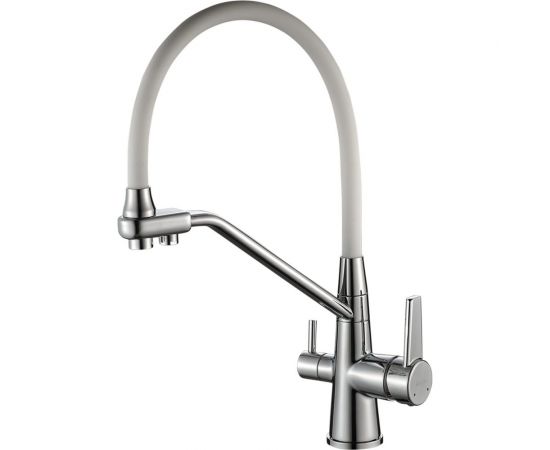 Смеситель для питьевой воды DEVIDA с белым гибким изливом, на гайке DVS1509-18W 