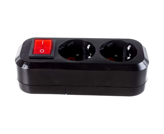 Розеточная колодка TDM 2 гнезда 2П+3 с выключателем 16А 250В черная серии Народная SQ1806-0424 – изображение 2