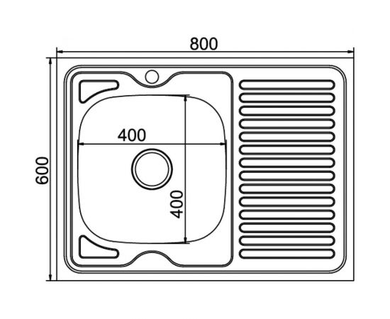 Мойка mixline 60х80х16 см, 0.6, левый выпуск 3 1/2, с сифоном 528016 – изображение 2