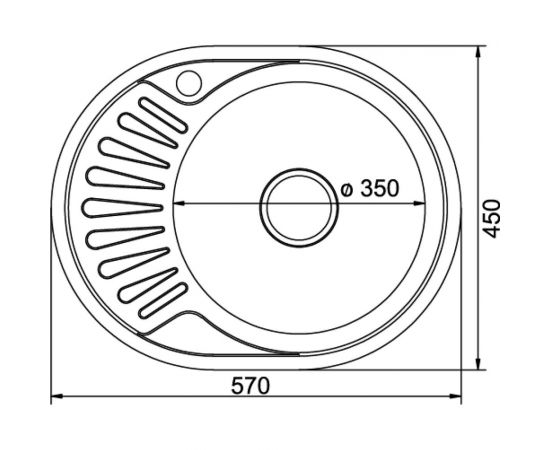 Мойка mixline овальная, 45х57х16 см, 0.6, правый выпуск 3 1/2, с сифоном 528191 – изображение 2