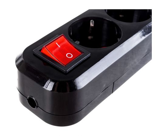 Розеточная колодка TDM 2 гнезда 2П+3 с выключателем 16А 250В черная серии Народная SQ1806-0424 – изображение 3