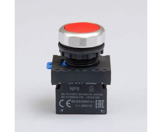Кнопка управления CHINT NP8-01BN/4 без подсветки красная 1НЗ IP65 (R) 667231 – изображение 3