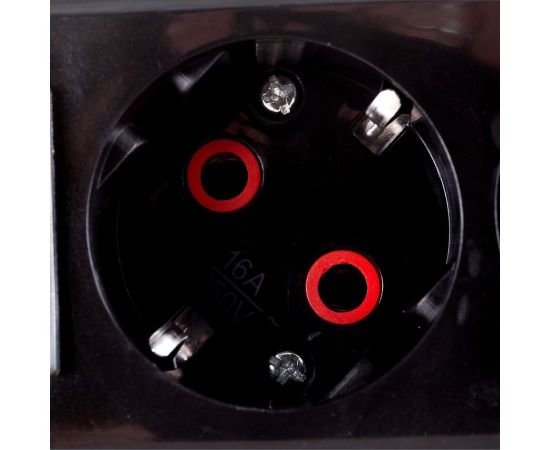 Розеточная колодка TDM 2 гнезда 2П+3 с выключателем 16А 250В черная серии Народная SQ1806-0424 – изображение 4