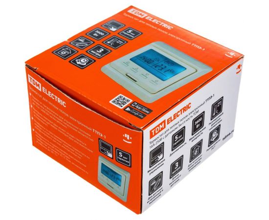 Электронный термостат для теплых полов TDM ТТПЭ-1 16А, 250В, с датчиком 3 м, слоновая кость SQ2503-0003 – изображение 4