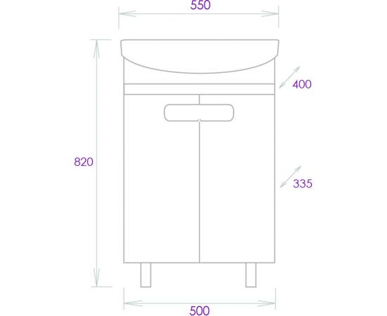 Тумба с раковиной Onika ХАРПЕР 55.10 белый глянцевый 105557 – изображение 7