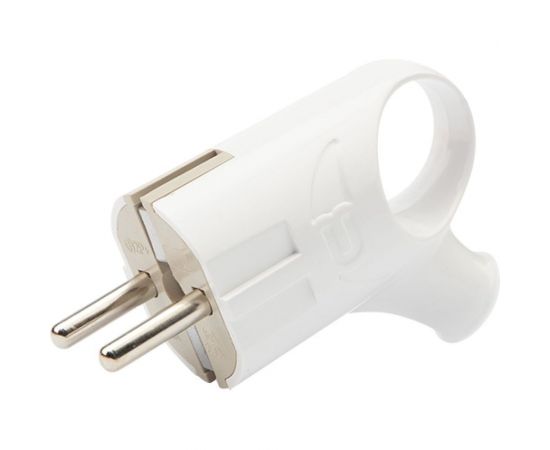 Угловая вилка Евро REXANT с заземлением 16А с кольцом белая 11-8951 