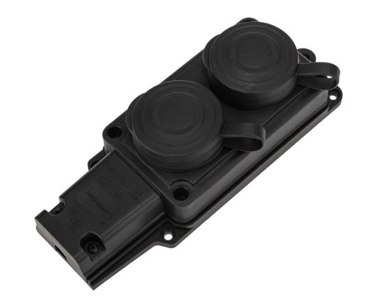 Двухместная штепсельная розетка PROCONNECT влагозащищенная 2P+PE 230V, 16 А, IP44 каучук 111-112-4 