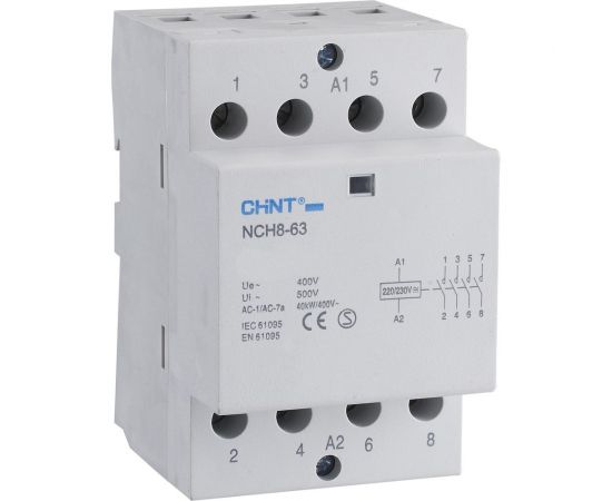 Модульный контактор CHINT NCH8-63/40 63A 4НО AC 220/230В 50Гц 256101 