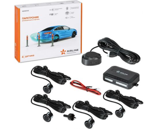 Парктроник на 4 датчика Airline черные, звуковой зуммер AEAW002 