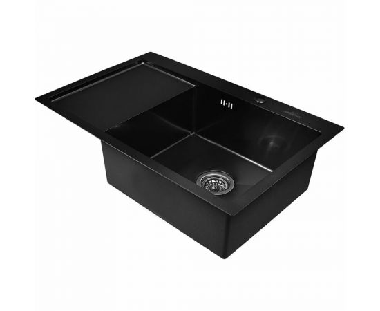 Мойка для кухни из нержавеющей стали WISENT с pvd покрытием, с раздвижной решеткой 78x51 см и сифоном W37851B-R/W325014/WGER010 – изображение 11