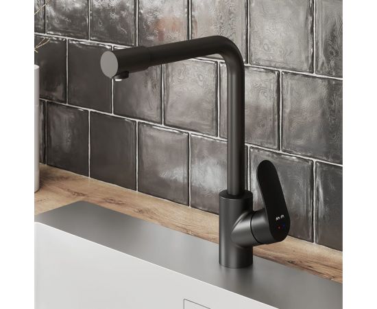 Смеситель для кухни AM.PM Like с каналом для питьевой воды, L-излив, черный матовый F8005722 – изображение 2