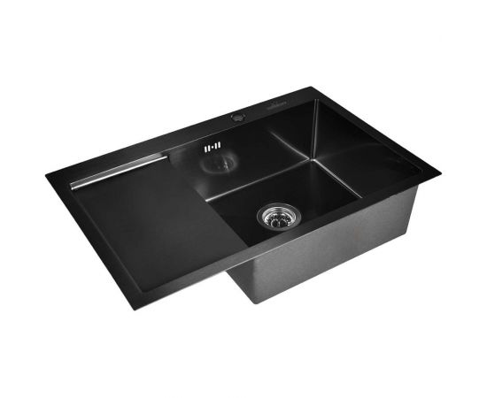 Мойка для кухни из нержавеющей стали WISENT с pvd покрытием, с раздвижной решеткой 78x51 см и сифоном W37851B-R/W325014/WGER010 – изображение 2