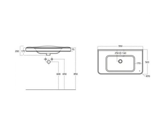 Sanovit 15095-KL Раковина-столешница 95 cm RETRO 188551 00188551 – изображение 3