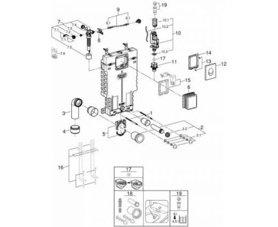 Инсталляционный комплект для подвесного унитаза Grohe Uniset 38723001 – изображение 3