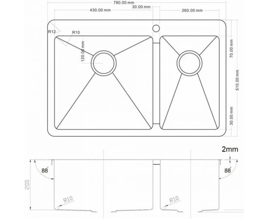 Кухонная мойка ZorG ZL R 780-2-510-L – изображение 3
